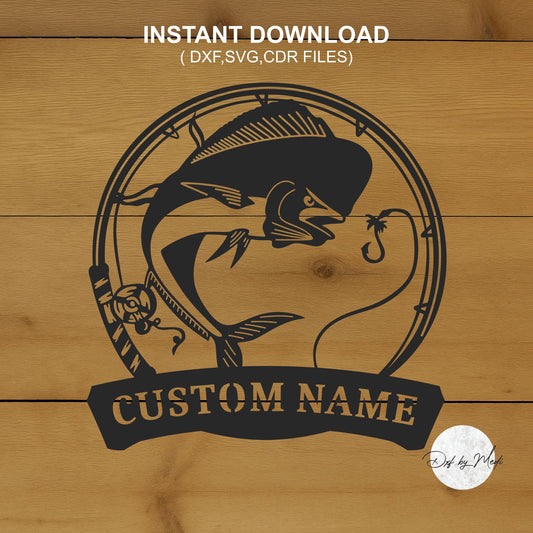 Personalized Fishing mahi-mahi Fish Sign - Customizable DXF SVG files for Plasma Cnc Laser Waterjet Ready to cut- dxf File for DIY Projects