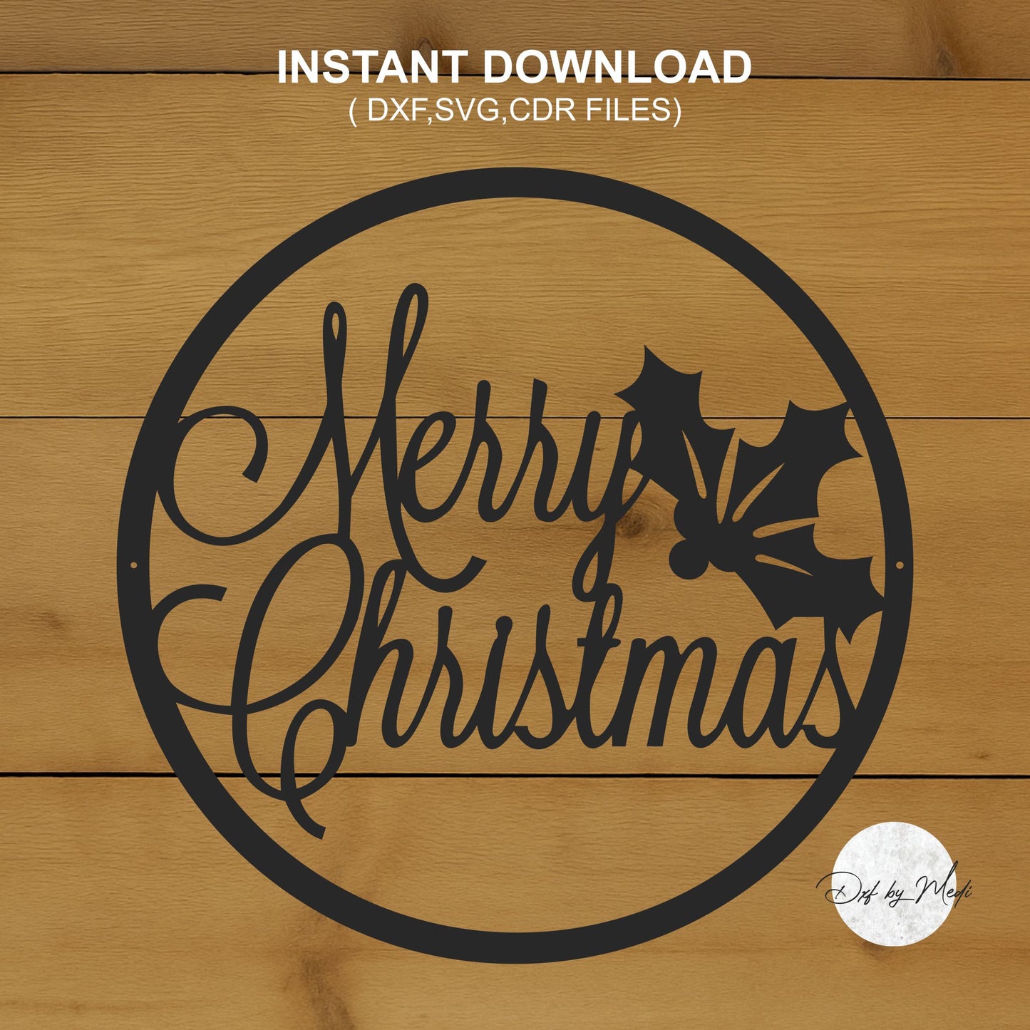 merry christmas leaf sign - DXF SVG files for Plasma Cnc Laser Waterjet Ready to cut clipart file