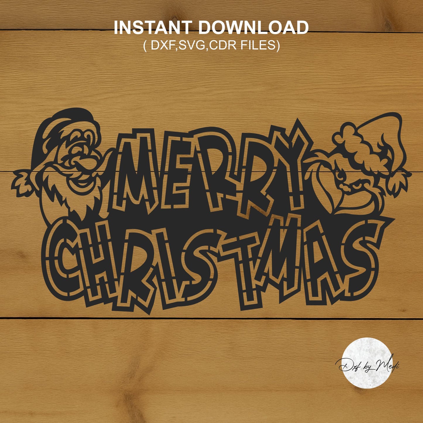 Merry christmas santa - DXF SVG files for Plasma Cnc Laser Waterjet Ready to cut clipart file