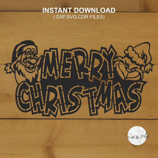 Merry christmas santa - DXF SVG files for Plasma Cnc Laser Waterjet Ready to cut clipart file