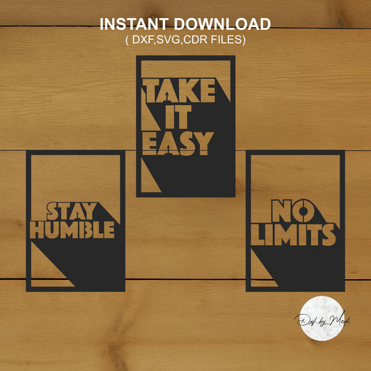 Motivational Trio Wall Panel Set - DXF SVG files for Plasma Cnc Laser Waterjet Ready to cut clipart file