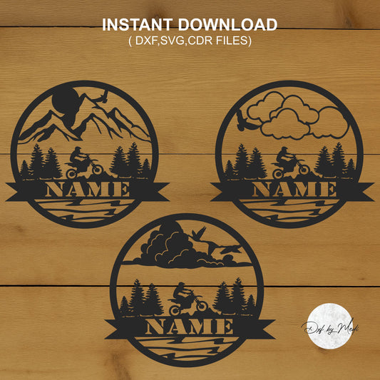 Personalized Motocross Outdoor Monogram pack - DXF SVG File for Cnc plasma laser Cutting