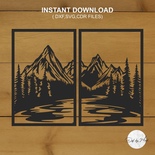 Mountain Landscape Laser Cut Wall Art – SVG DXF CDR Digital File