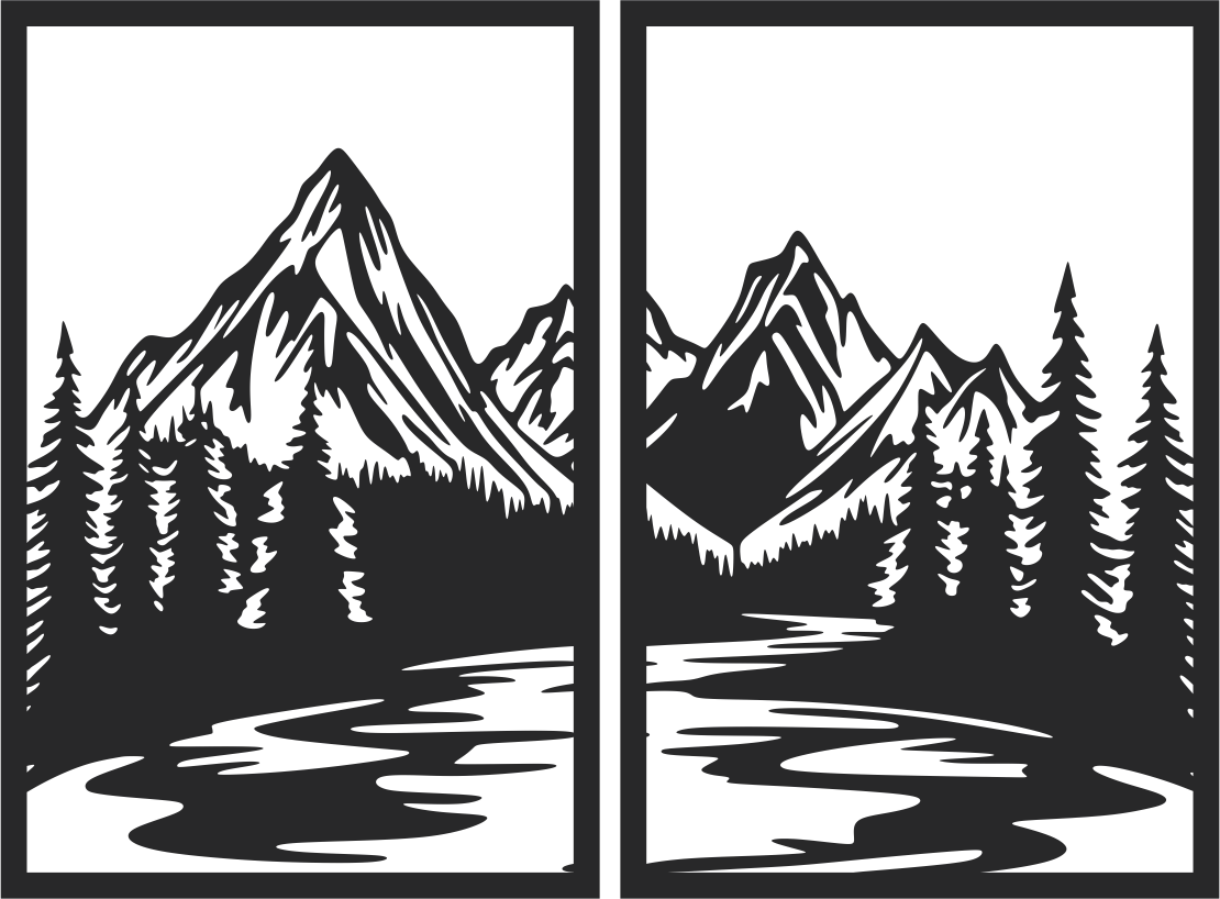 Mountain Landscape Laser Cut Wall Art – SVG DXF CDR Digital File