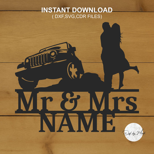 Personalized Mr. and Mrs. car Couple DXF svg Files - Instant Download for Laser, Plasma, Waterjet Cutting