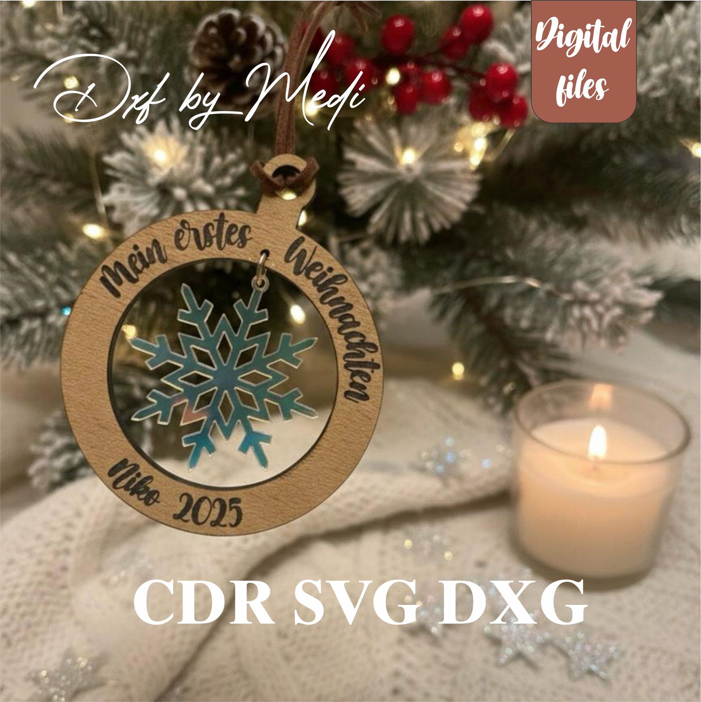 first Christmas Ornament – Personalized Name - DXF SVG Files