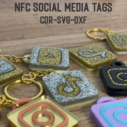 NFC Social Media Keychain Tag Bundle –  CDR Svg Dxf Files