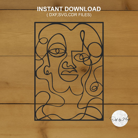 one line drawing wall art- dxf files for cnc plasma- laser cut files svg one line design art for laser