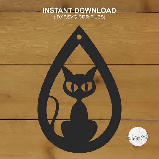 Ornament halloween cat - DXF SVG files for Plasma Cnc Laser Waterjet Ready to cut clipart file