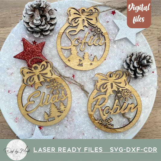 Christmas Ornament with Custom Name SVG DXF