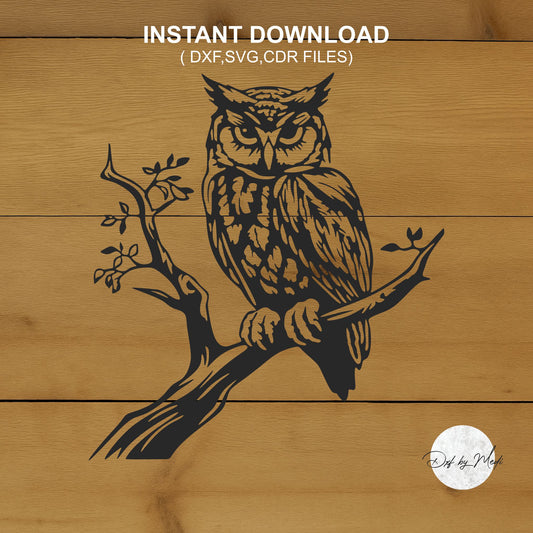 Owl on a Branch - SVG DXF Files for Laser and CNC Cutting