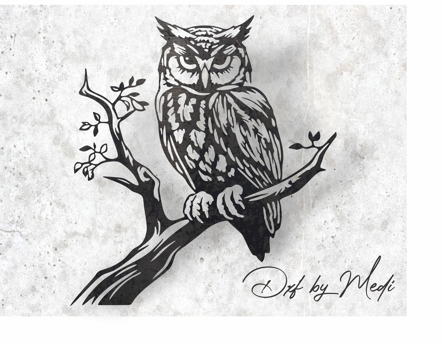 Owl on a Branch - SVG DXF Files for Laser and CNC Cutting