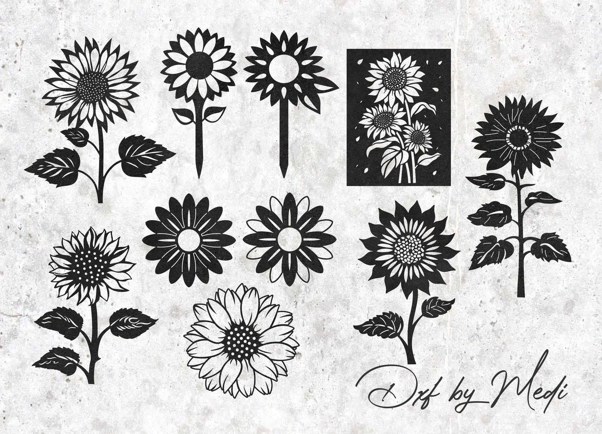 pack Sunflowers - DXF SVG Files for CNC Plasma and Laser Cut