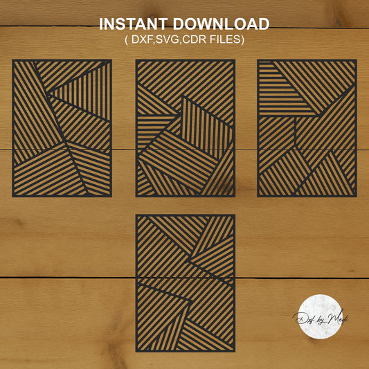 Geometric Wall Decor Panels Set DXF SVG File for CNC Plasma, Laser, and Waterjet Cutting