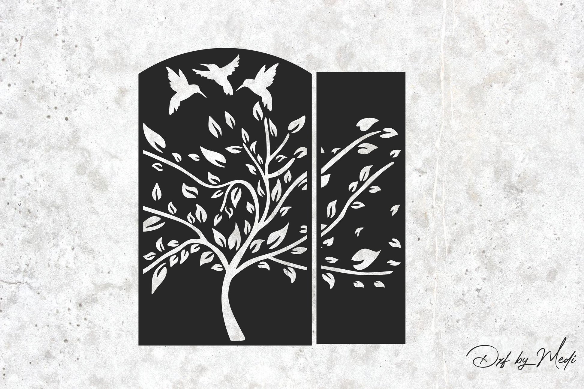 Tree and Birds Panel Set - Digital DXF, SVG, CDR Files for Laser and Plasma Cutting