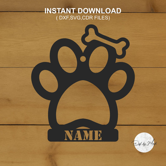 Customizable Dog Paw DXF SVG Files Ready to cut for Plasma Cnc and Laser Cutting - monogram wall art