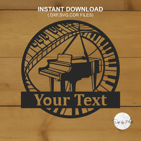 Custom Piano Sign with Name - SVG DXF Files for Plasma and Laser Cutting