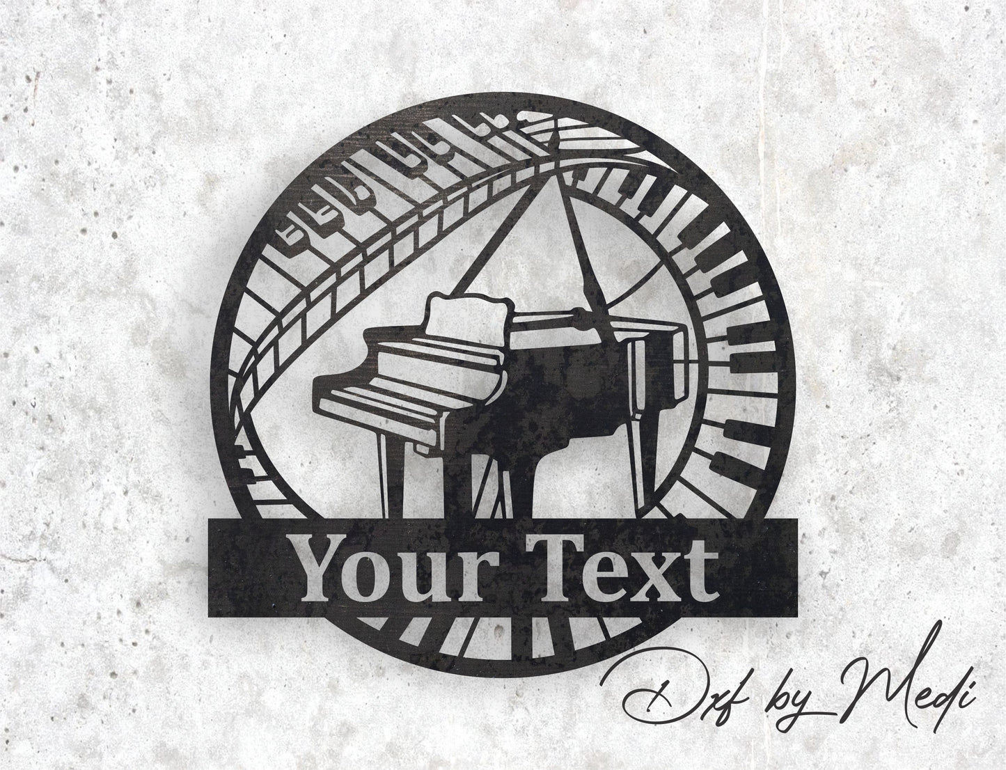 Custom Piano Sign with Name - SVG DXF Files for Plasma and Laser Cutting