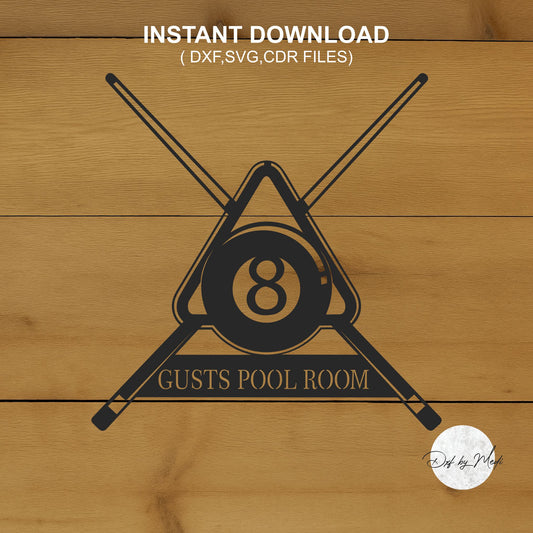 Pool Table Monogram - DXF SVG files for Plasma Cnc Laser Waterjet Ready to cut clipart file