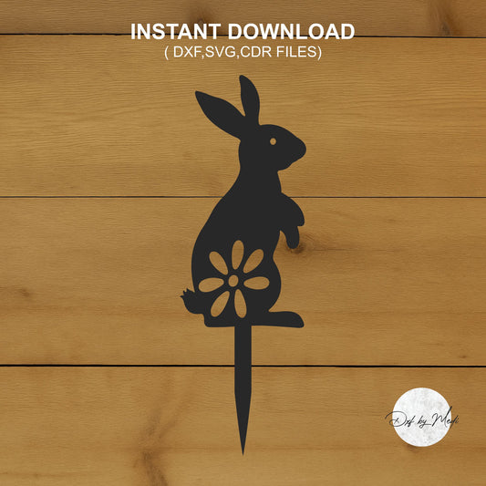 Happy easter bunny stake  - Customizable monogram - DXF SVG files for Plasma Cnc Laser Waterjet Ready to cut
