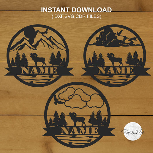 Personalized ram Outdoor Monogram pack - DXF SVG File for Cnc plasma laser Cutting