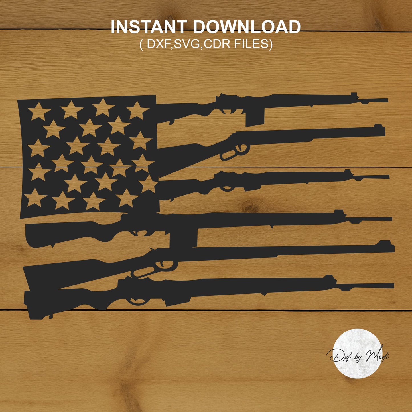 Rifles American flag - DXF SVG files for Plasma Cnc Laser Waterjet Ready to cut clipart file