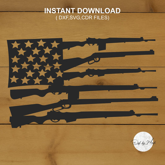 Rifles American flag - DXF SVG files for Plasma Cnc Laser Waterjet Ready to cut clipart file