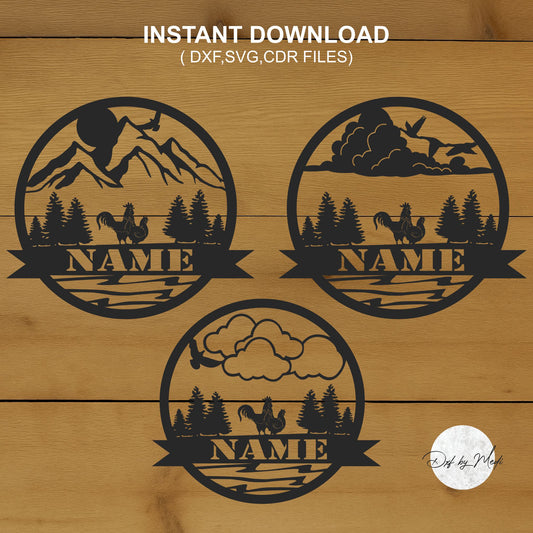 rooster Outdoor Monogram pack - DXF SVG File for Cnc plasma laser Cutting - Coastal Decor & DIY Projects