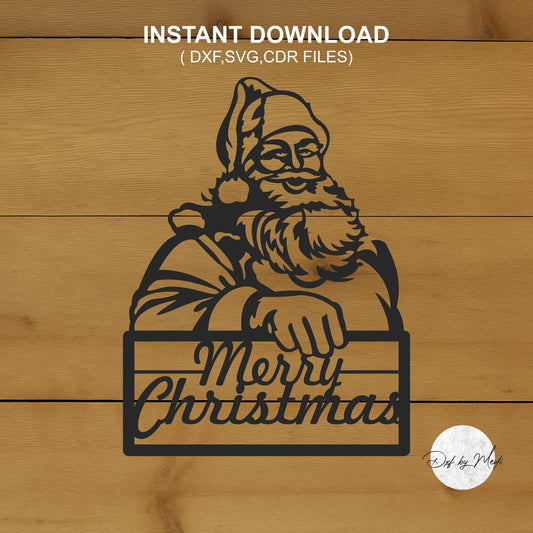 Santa Claus Merry christmas -  Sign DXF & SVG Files - Perfect for CNC, Laser Cutting, and Waterjet