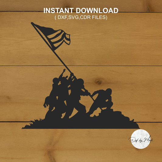 soldiers with USA flag - DXF SVG files for Plasma Cnc Laser Waterjet Ready to cut clipart file