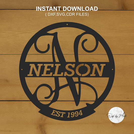 Personalized Monogram N with Custom Name - DXF SVG files for Plasma Cnc Laser Waterjet Ready to cut clipart file