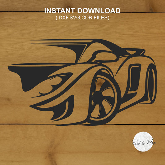 Sport car wall decor - DXF SVG files for Plasma Cnc Laser Waterjet Ready to cut clipart file