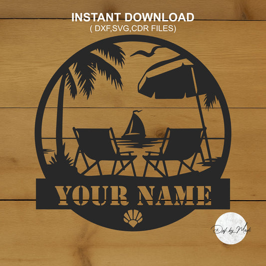 summer outdoor monogram- DXF SVG files for Plasma Cnc Laser Waterjet Ready to cut clipart file