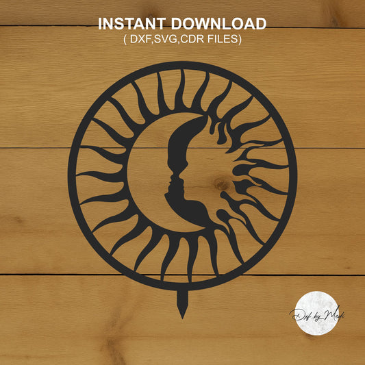 Sun and Moon Celestial Duo DXF SVG File for CNC Plasma, Laser, and Waterjet Cutting