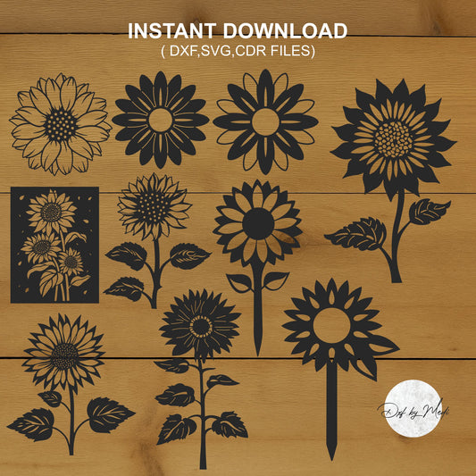 pack Sunflowers - DXF SVG Files for CNC Plasma and Laser Cut
