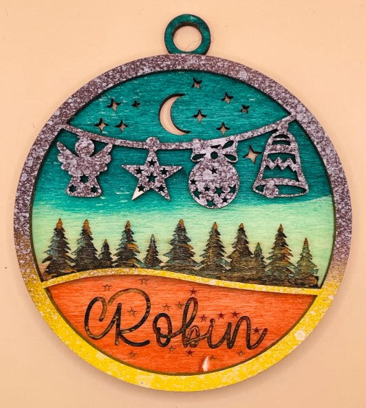 Personalized Christmas Ornament Bundle of 4 SVG DXF CDR Files