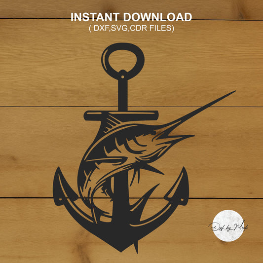 Anchor Swordfish - DXF SVG files for Plasma Cnc Laser Waterjet Ready to cut- dxf File for DIY Projects
