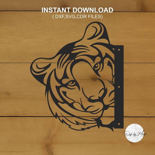 Peeking Tiger Tree Stake DXF svg Files - Instant Download for Laser, Plasma, Waterjet Cutting