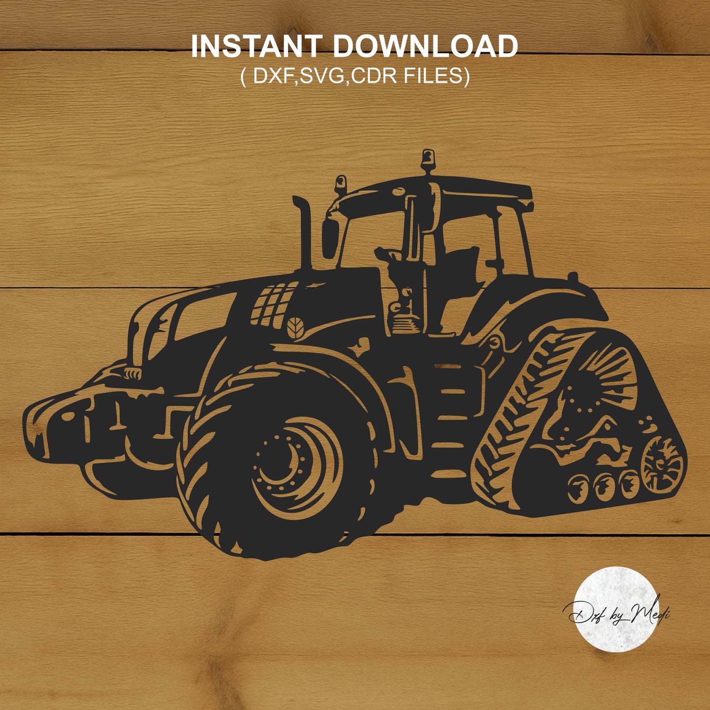 Tracked Tractor SVG DXF Cdr | Heavy-Duty Farm Equipment Cut File