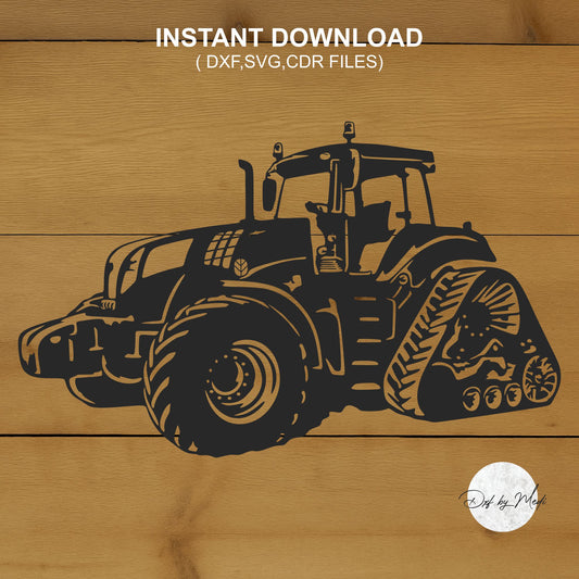 Tracked Tractor SVG DXF Cdr | Heavy-Duty Farm Equipment Cut File
