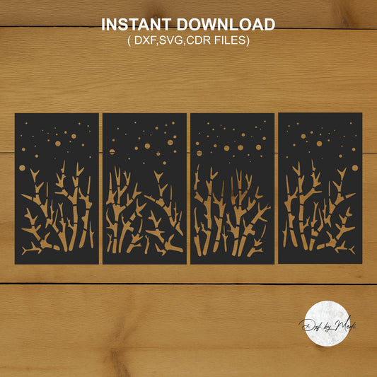 4 Wall Panels Tree Branch DXF SVG File for Cnc plasma laser Cutting - Botanical Decor & DIY Projects