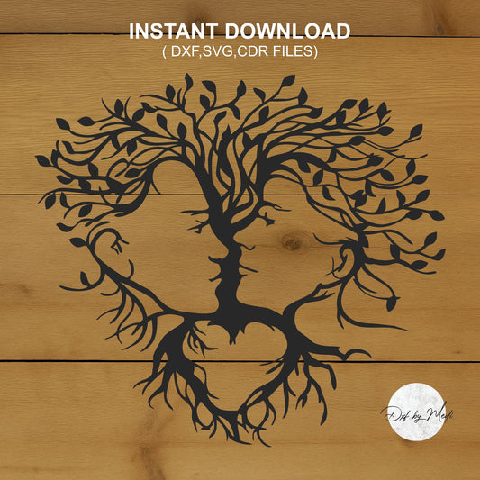 couple tree wall art - DXF SVG files for Plasma Cnc Laser Waterjet Ready to cut clipart file