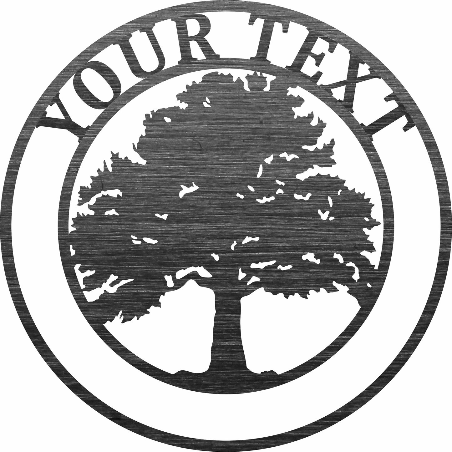 Oak Tree Sign with Personalized Name - SVG DXF Files for Plasma and Laser Cutting