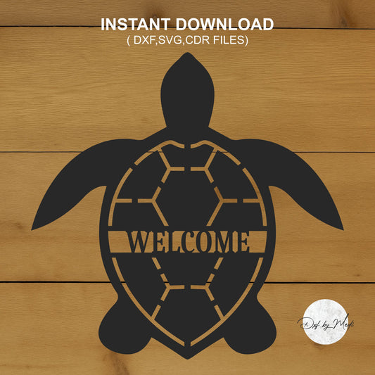 turtle Welcome sign DXF svg Files - Instant Download for Laser, Plasma, Waterjet Cutting