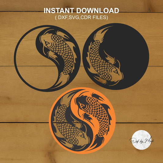 Two-Layer Fish Yin Yang DXF SVG File for Cnc plasma laser Cutting - Coastal Decor & DIY Projects