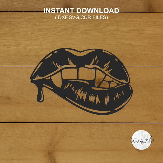 Bite on the lips in svg, Halloween Door Hanger svg, Fangs lips in svg, Halloween Laser Cut Files, Halloween dxf,  cnc plasma, laser cut file