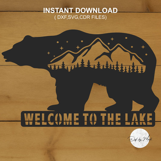 Welcome to the Lake Bear Sign - DXF SVG File for CNC Plasma, Laser, and Waterjet Cutting