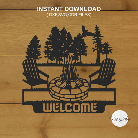 camp outdoor monogram - DXF SVG files for Plasma Cnc Laser Waterjet Ready to cut clipart file