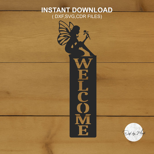 fairy Welcome sign - DXF SVG files for Plasma Cnc Laser Waterjet Ready to cut clipart file