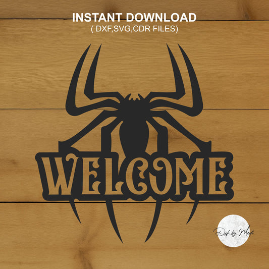 Welcome Spider Halloween- DXF SVG files for Plasma Cnc Laser Waterjet Ready to cut clipart file